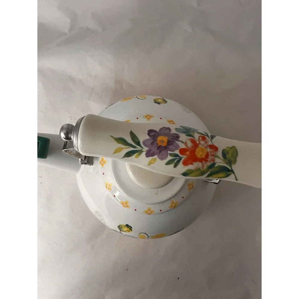 The‎ Pioneer Woman Blooming Bouquet Whistling Tea Kettle White EUC